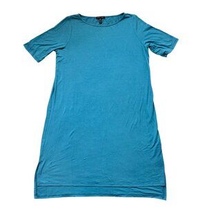 Eileen Fisher Blue Tencel Lyocell Stretch Jersey Knit Knee Length Dress M